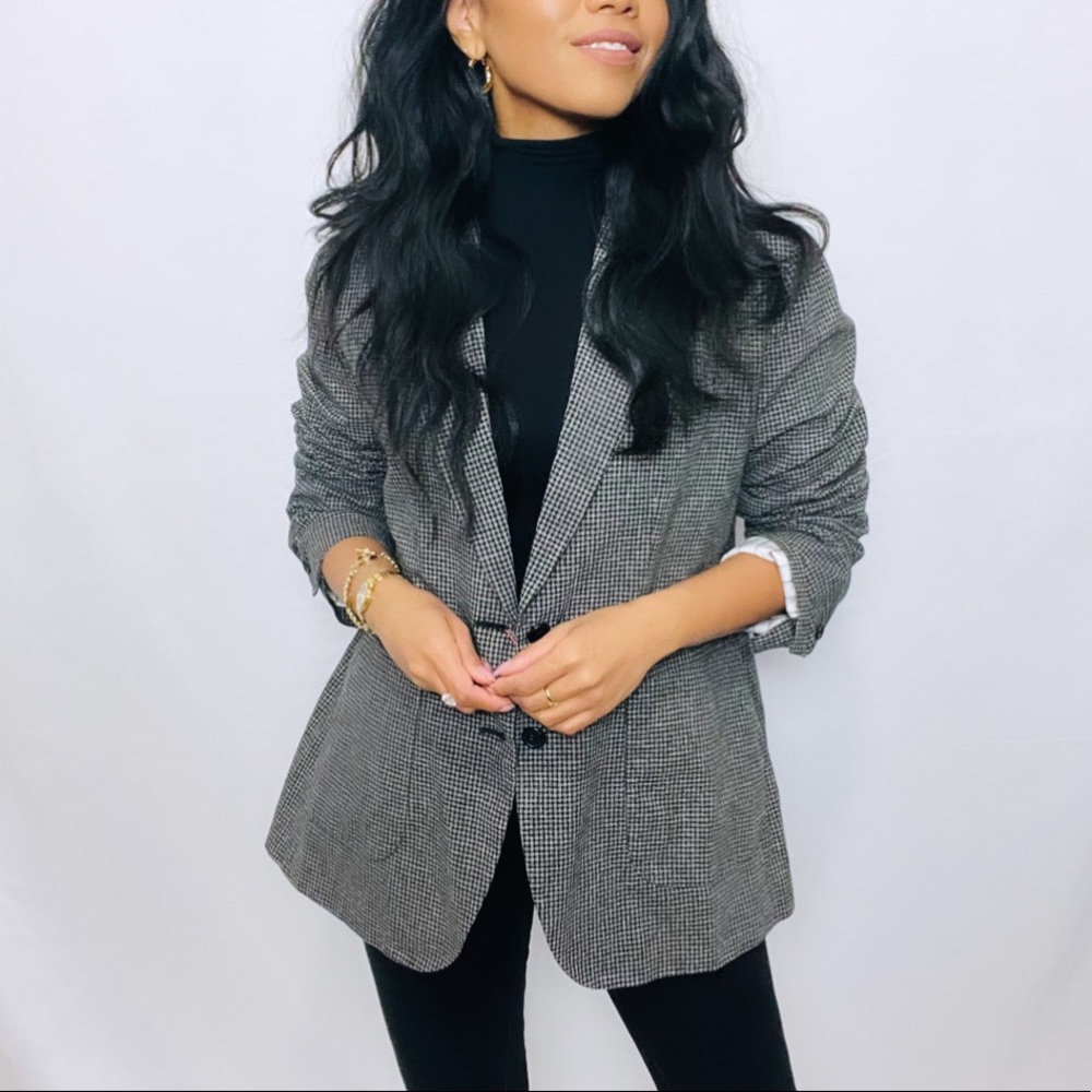 ***SOLD*** Ines De La Fressange Paris x Uniqlo | Linen Cotton Checkered  Blazer - Picture 7 of 13